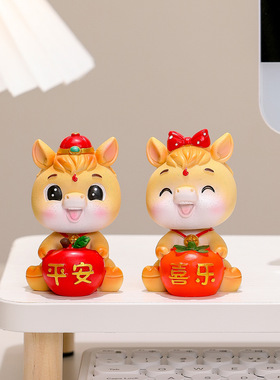 马年吉祥物盲盒国潮桌面生肖摆件