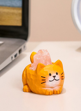 可爱萌宠摆件水晶原石装饰解压