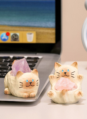 创意猫猫PAI水晶萌趣装饰品摆件