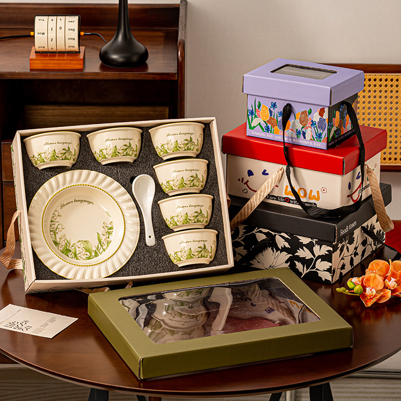 陶瓷碗餐具套装礼盒团建伴手礼实用小礼品定制LOGO高级感小众礼品