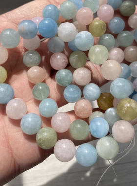 天然摩根石单圈手链多色女款百搭水晶手串饰品礼物串珠