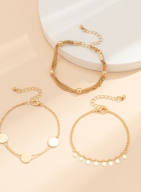 3件套流苏亮片金属手链套装