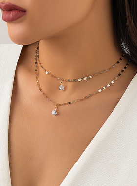 2件套锆石加密链项链套装