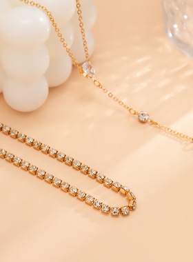 2件套水滴锆石爪链项链套装