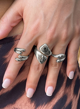 3件套金属光面水滴戒指套装 2025冬季潮小众设计网红ins指环组合