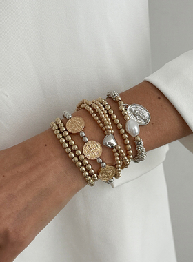 4件套桃心CCB手链套装 欧美2026春季嘻哈潮流时尚网红百搭手饰品