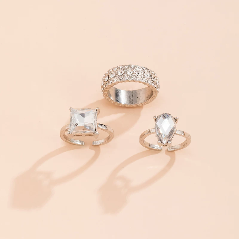 Комплект маленького дизайна gemstone кольцо для путешествий, 3 штуки, европейский стиль, стиль легкой роскоши