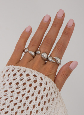 3件套异形水滴戒指套装 2025夏季时尚个性小众设计网红旅拍配饰品