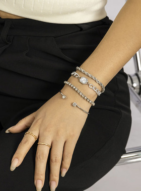 4件套麻花链镶钻爪链手链套装