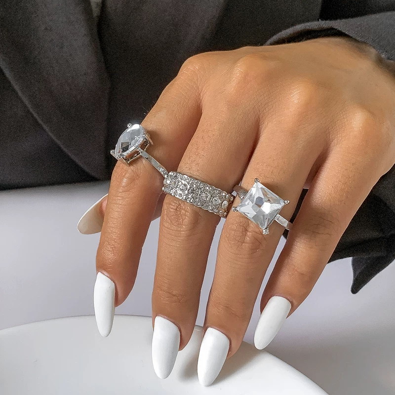 Комплект маленького дизайна gemstone кольцо для путешествий, 3 штуки, европейский стиль, стиль легкой роскоши