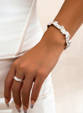 不规则凹凸面窄款开口手镯