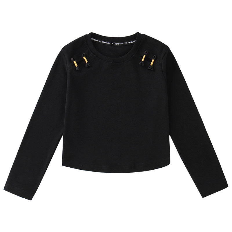 女童新中式上衣春秋国风盘扣长袖T恤修身高腰儿童纯棉白色打底衫,淘宝优惠券,粉丝福利购,淘宝优惠卷