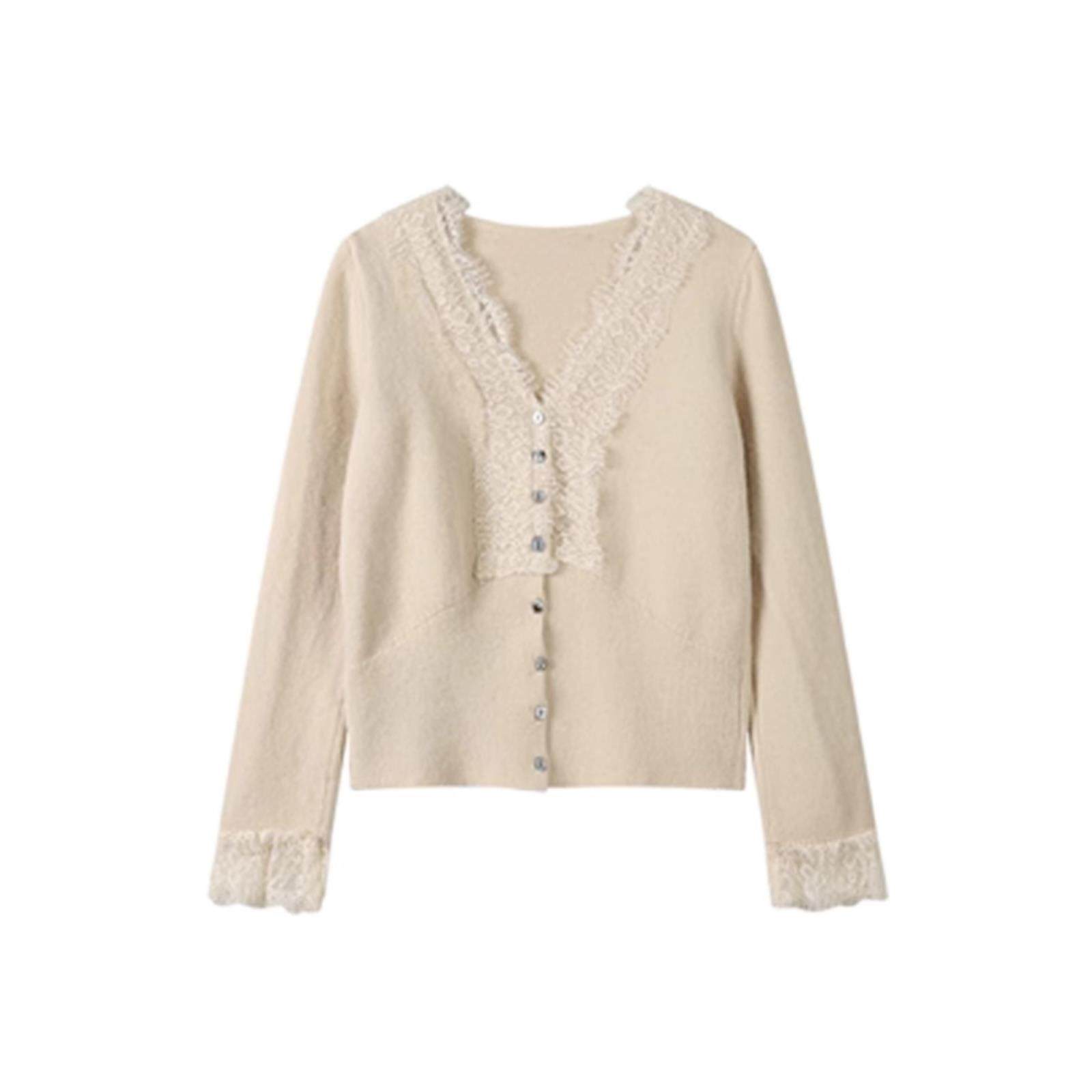 法式蕾丝拼接V领内搭毛衣女秋冬修身气质打底衫秋冬别致针织上衣,淘宝优惠券,粉丝福利购,淘宝优惠卷