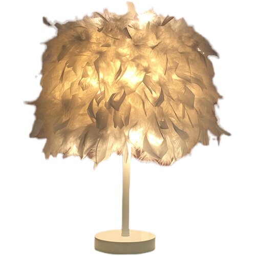 北欧简约羽毛台灯结婚温馨少女心装饰卧室床头灯创意客厅调光灯 - 图3