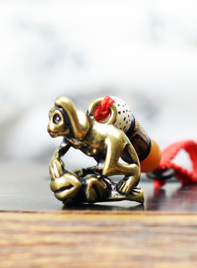 红绳猴子生肖猴铜饰品祝福