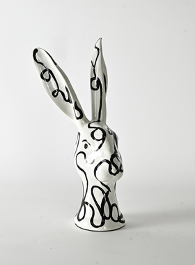 现代中式创意流云千里马艺术品雕塑软装摆饰品摆件儿童房抽象兔子