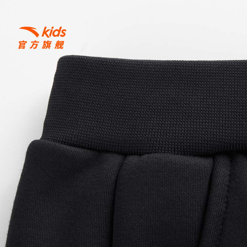 安踏女童裤子运动长裤冬新款大童加绒保暖束腿裤加厚黑色裤子 - 图1