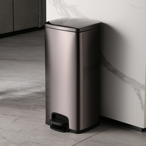 带盖不锈钢垃圾桶脚踩商用厨房酒店餐厅高档脚踏大容量卫生间厕所 - 图3