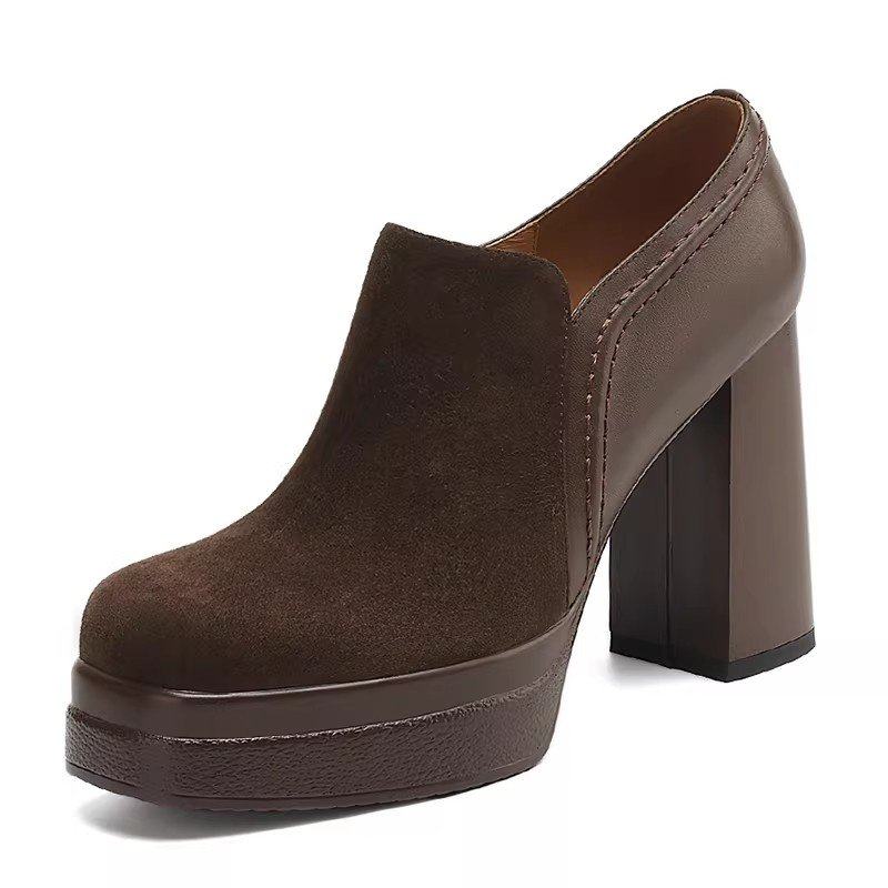 10cm小个子不累脚防水台高跟鞋女2026年新款网红厚底磨砂软皮单鞋,淘宝优惠券,粉丝福利购,淘宝优惠卷