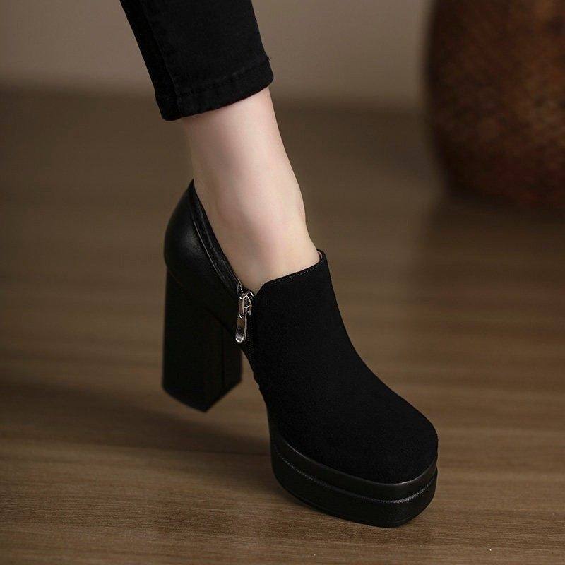 10cm小个子不累脚防水台高跟鞋女2026年新款网红厚底磨砂软皮单鞋,淘宝优惠券,粉丝福利购,淘宝优惠卷