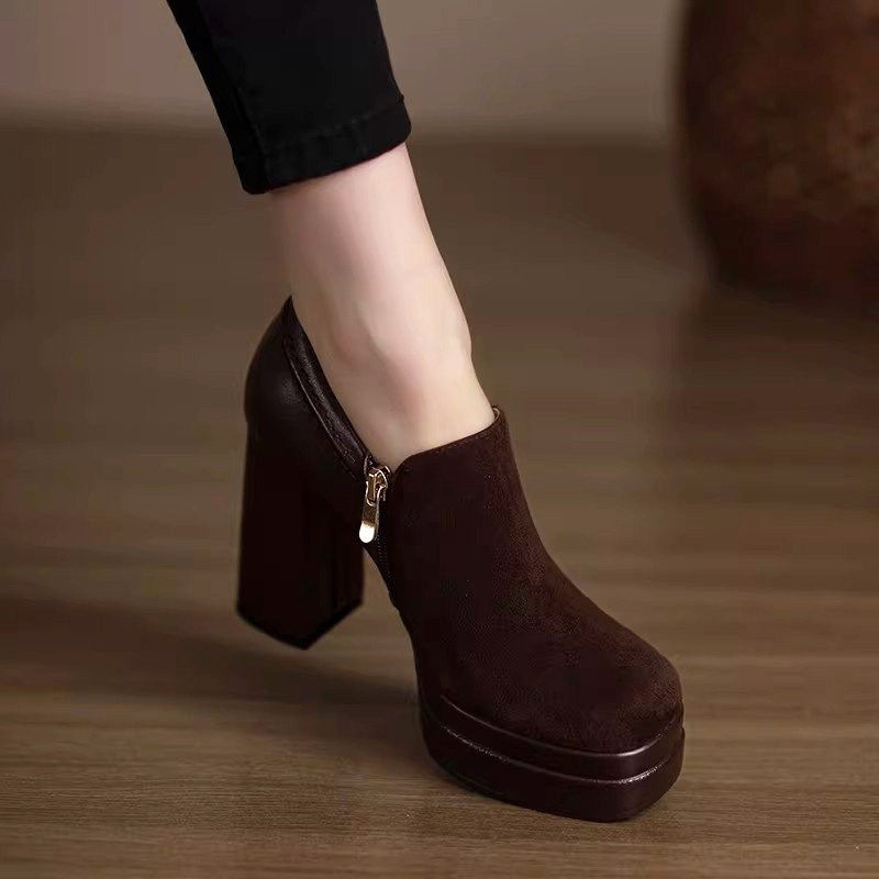 10cm小个子不累脚防水台高跟鞋女2026年新款网红厚底磨砂软皮单鞋,淘宝优惠券,粉丝福利购,淘宝优惠卷