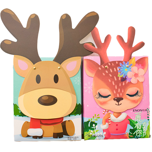 网红怡浓麋鹿巧克力礼盒装卡通一鹿有你相伴黑巧儿童圣诞节日礼物