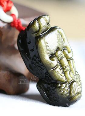 天然金耀石貔貅吊坠 大号男款霸王貔貅挂坠 金曜石皮丘项坠