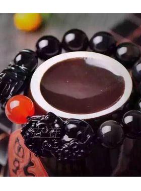 天然红玛瑙黑曜石貔貅手链