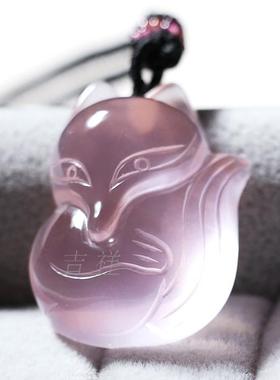 天然毛衣链星光粉水晶狐狸吊坠
