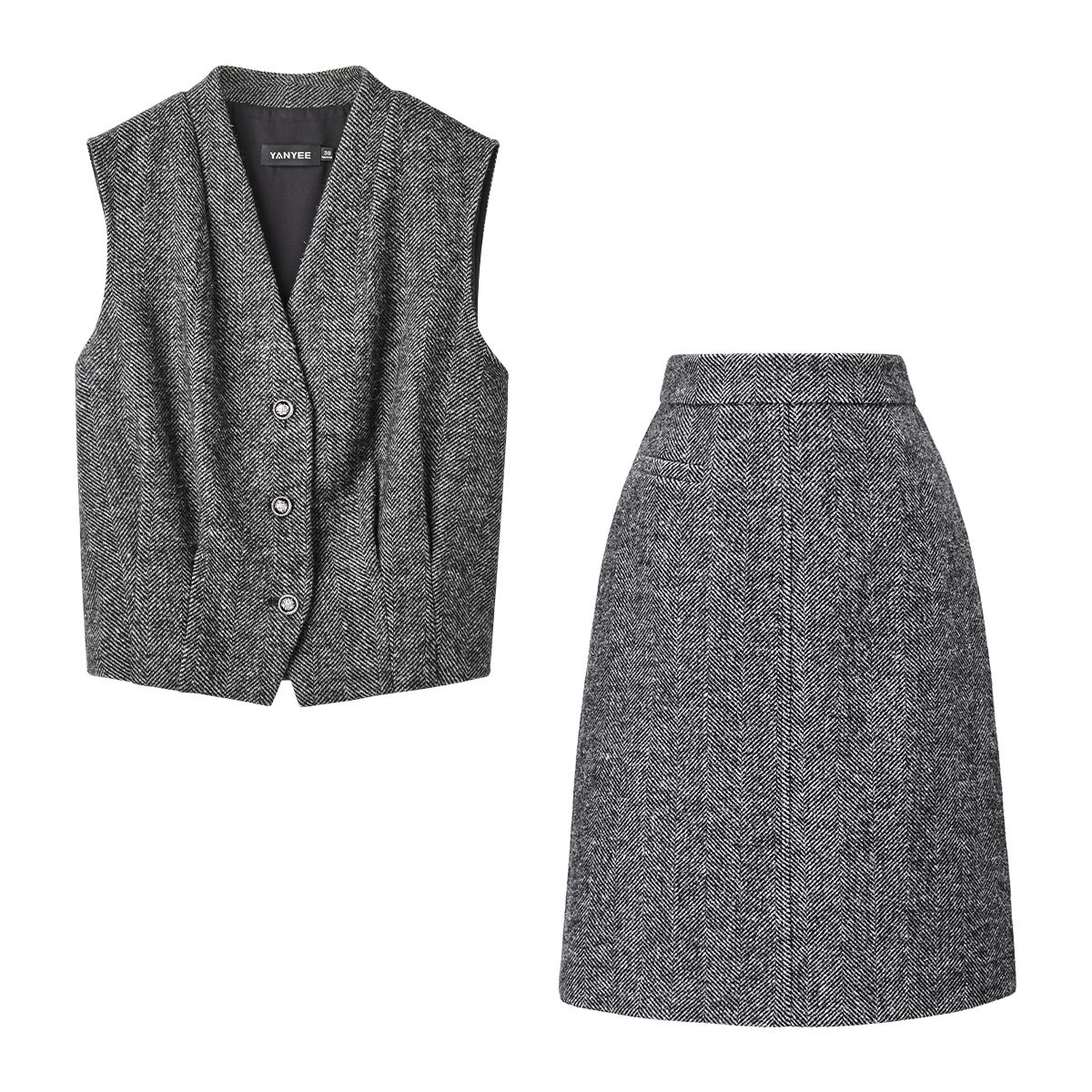 【56%羊毛】颜域搭配一整套女2025新款冬毛呢马甲外套半身裙套装,淘宝优惠券,粉丝福利购,淘宝优惠卷