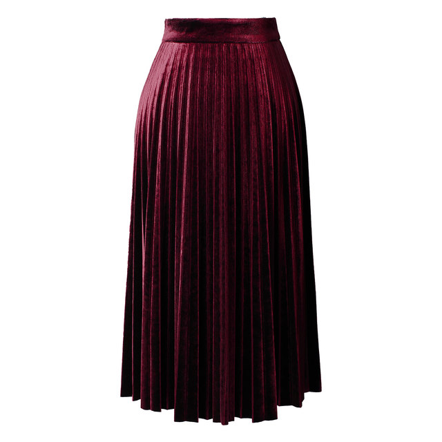 Yanyu retro simple pleated skirt velvet skirt