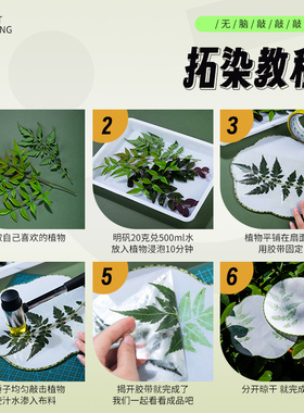 植物拓染复古团扇敲拓染布工具套装材料包印染水拓拓印diy明矾