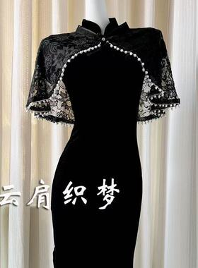 暗黑系哥特风洛丽搭lolita礼服外搭披肩吊带裙开衫蕾丝外套上衣夏