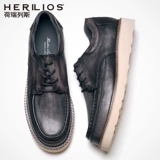 Martens, японские универсальные низкие туфли для отдыха на платформе, из натуральной кожи, в американском стиле, крупный округлый носок