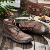 Martens, ботинки, ретро туфли в английском стиле, осенние утепленные короткие сапоги, из натуральной кожи