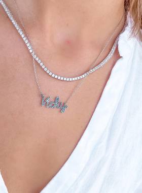 TENCOO定制彩色生辰石字母项链