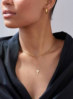 【小号竹节链】TENCOO高级叠戴ins风百搭素链 s925银镀18K金