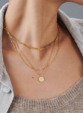 【中号竹节链】TENCOO高级叠戴ins风百搭素链 s925银镀18K金