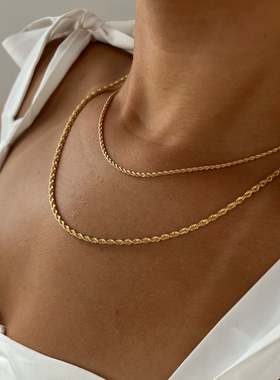 【小众气质麻绳链】TENCOO高级叠戴ins风百搭素链 s925银镀18K金
