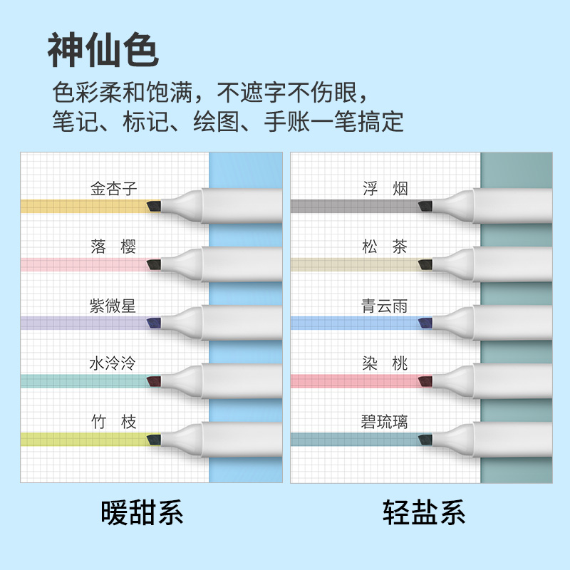 点石神仙色软头荧光笔大容量彩色标记笔学生做笔记重点标记DS-832-图3