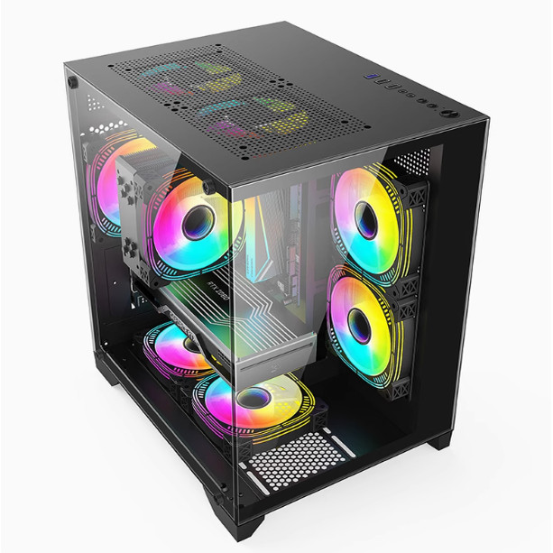 Five-color fish Afang Palace plus sea view room chassis desktop matx glass full side transparent column-free water-cooled game