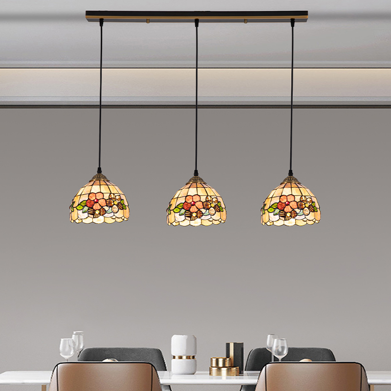 全铜美式复古田园贝壳led餐厅吊灯ins北欧式地中海创意吧台灯饰