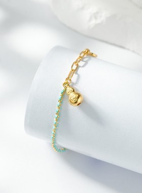 999足金钱币葫芦手链中式国风diy