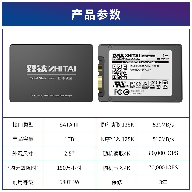 正品致态SC001长江存储1T/512G/256GB SSD固态硬盘SATA3接口2.5寸 - 图1