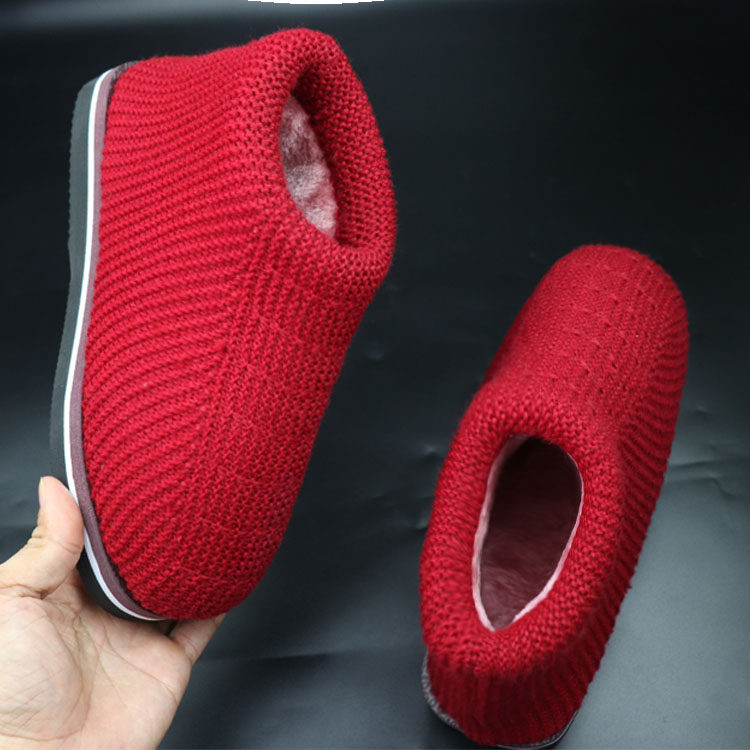 纯色毛线棉鞋拖鞋成品手工编织新款冬季保暖居家防滑男女老年鞋1,淘宝优惠券,粉丝福利购,淘宝优惠卷
