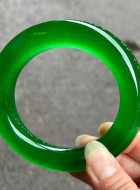 缅甸天然货老坑满绿阳绿手镯女款