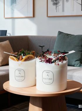 森系干花香薰蜡烛婚礼伴手礼手工无烟大豆蜡生日礼物香氛家居摆件