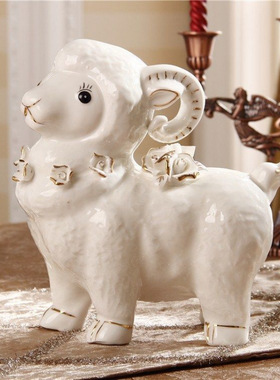 欧式陶瓷动物羊摆件家居客厅办公室乔迁装饰品结婚庆礼物工艺品