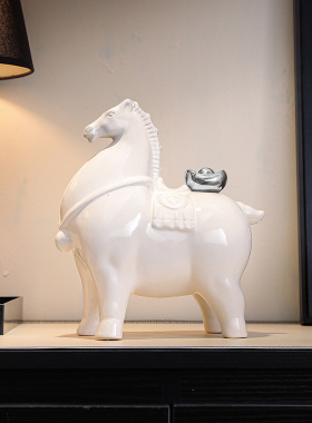 马上有钱摆件陶瓷招财办公室客厅高档家居酒柜玄关装饰品开业礼物