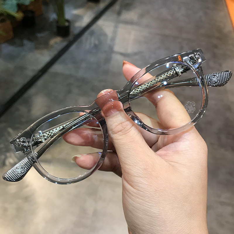简丹剋萝心潮百搭眼镜框复古时尚超轻板材圆形大框眼镜架近视平光 - 图0
